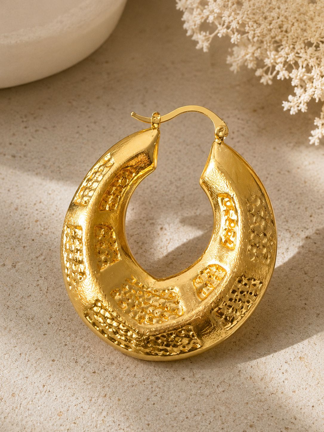 Bali Hoops | 18k Gold Plated Chunky Textured Earrings