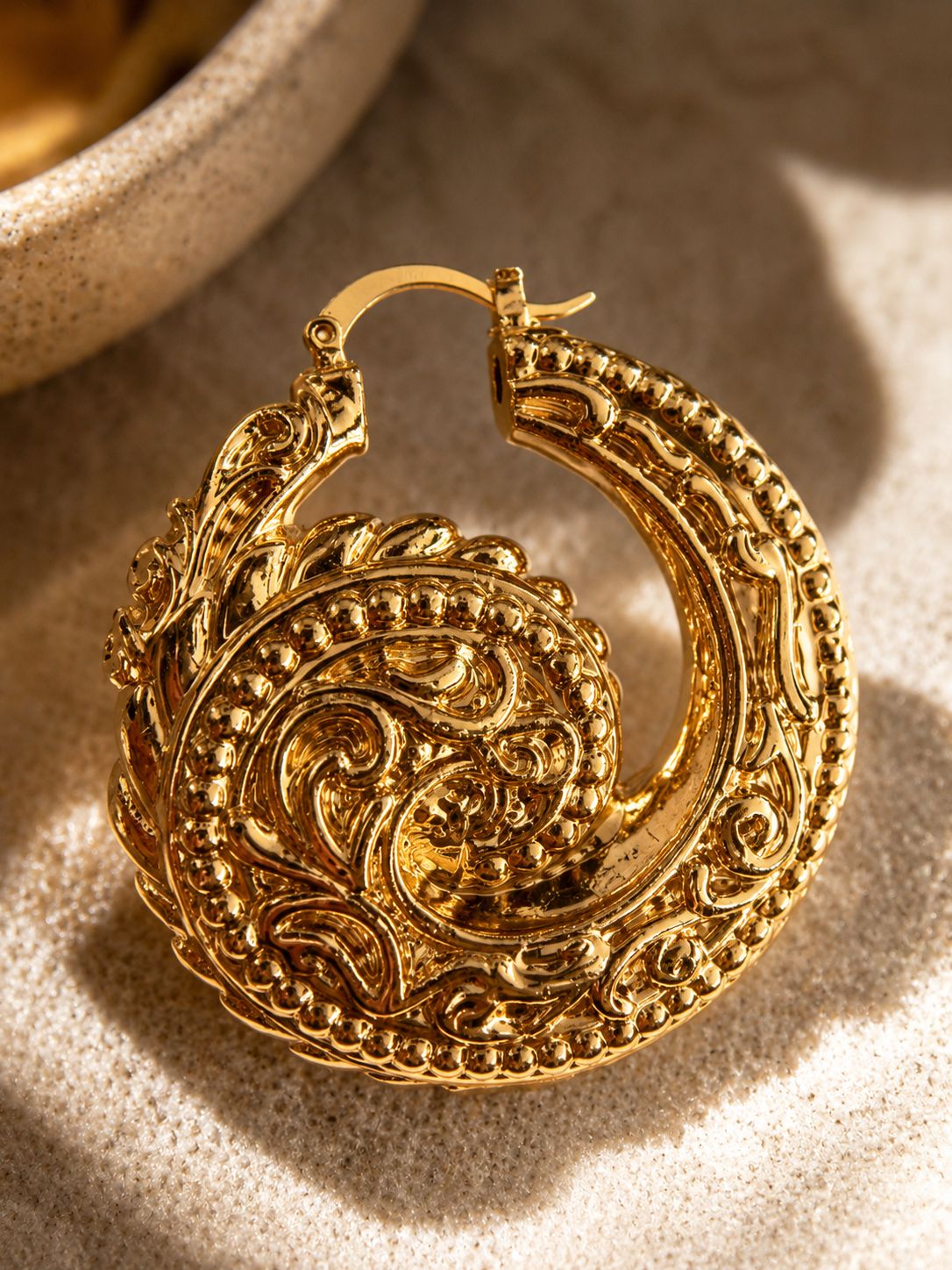 Aurelia Filigree Hoops | 18k Gold Plated Baroque Scroll Earrings