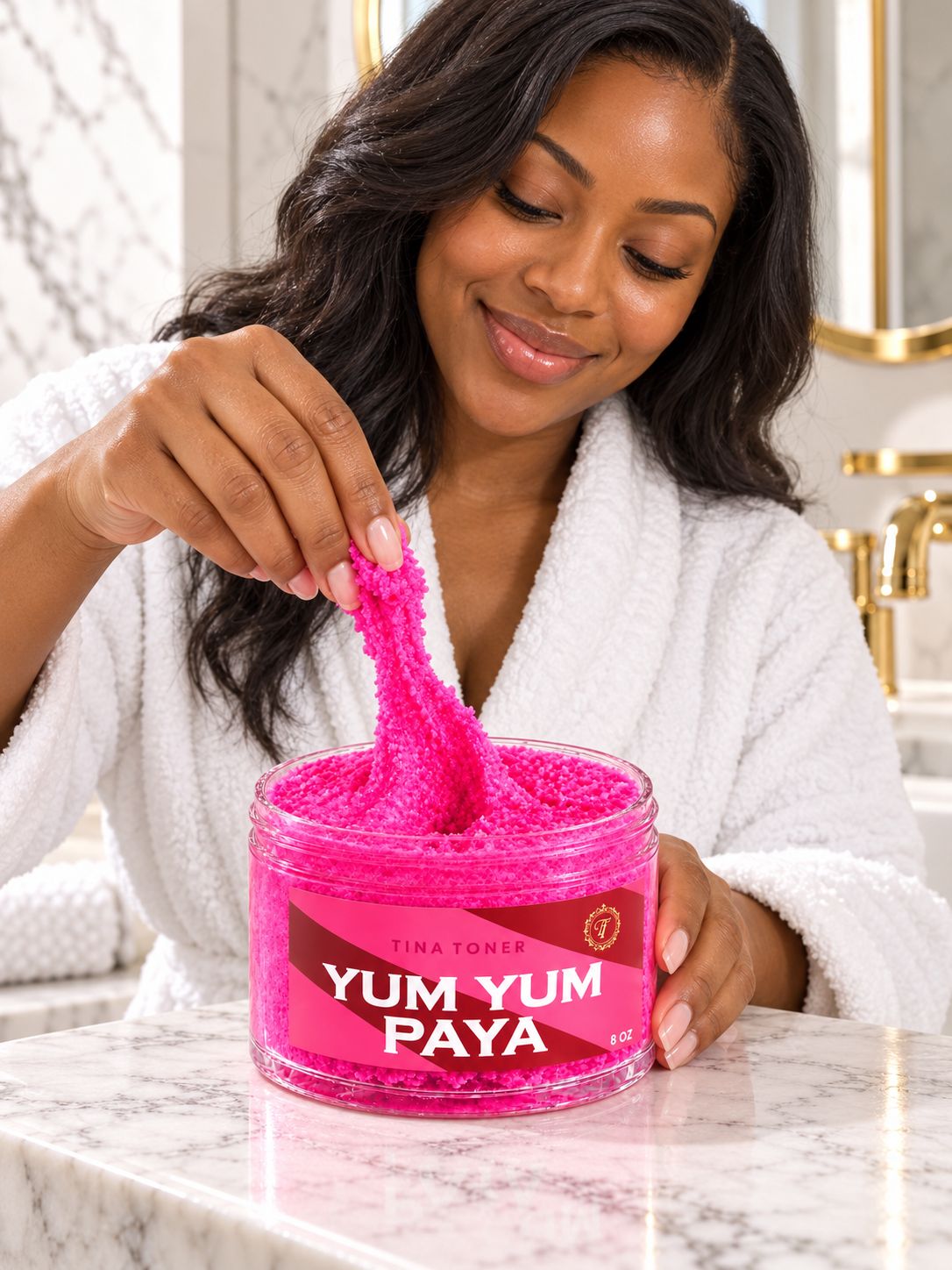 TTONE Yum Yum Papaya Pink Berry Body Scrub 250g, Gentle Exfoliating and Smoothing Sugar Scrub for Soft Skin