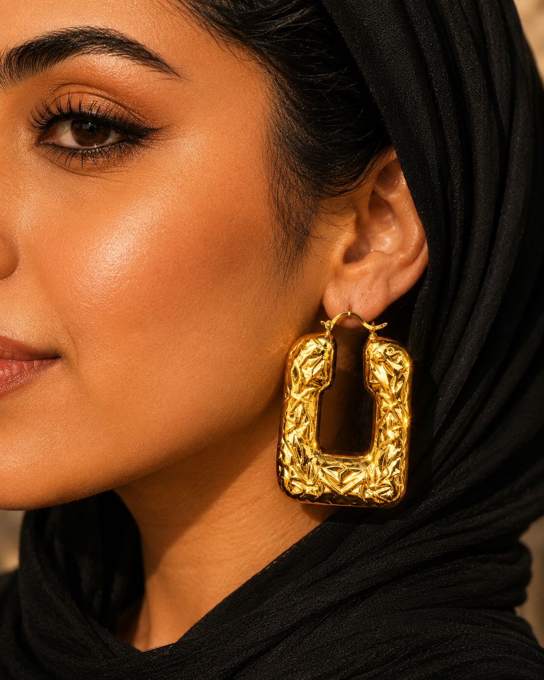 Foil Square Hoops | 18k Gold Plated Chunky Rectangle Earrings