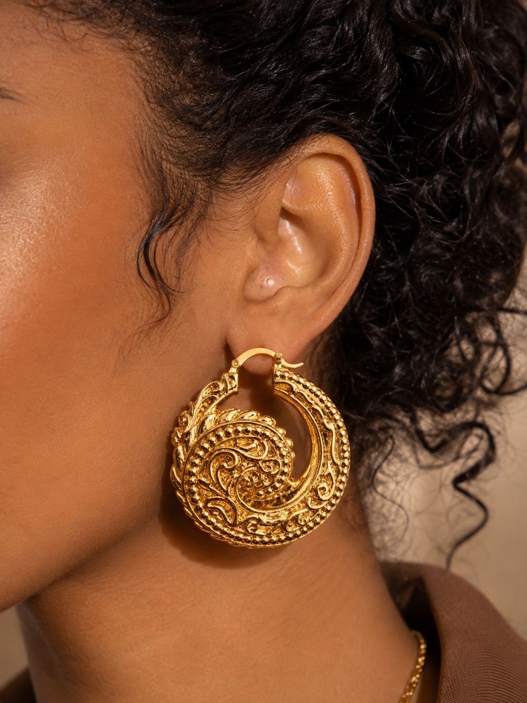 Aurelia Filigree Hoops | 18k Gold Plated Baroque Scroll Earrings