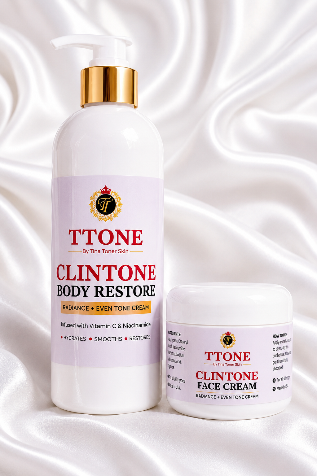 CLINTONE Body  & FACE Restore Cream 16 oz set