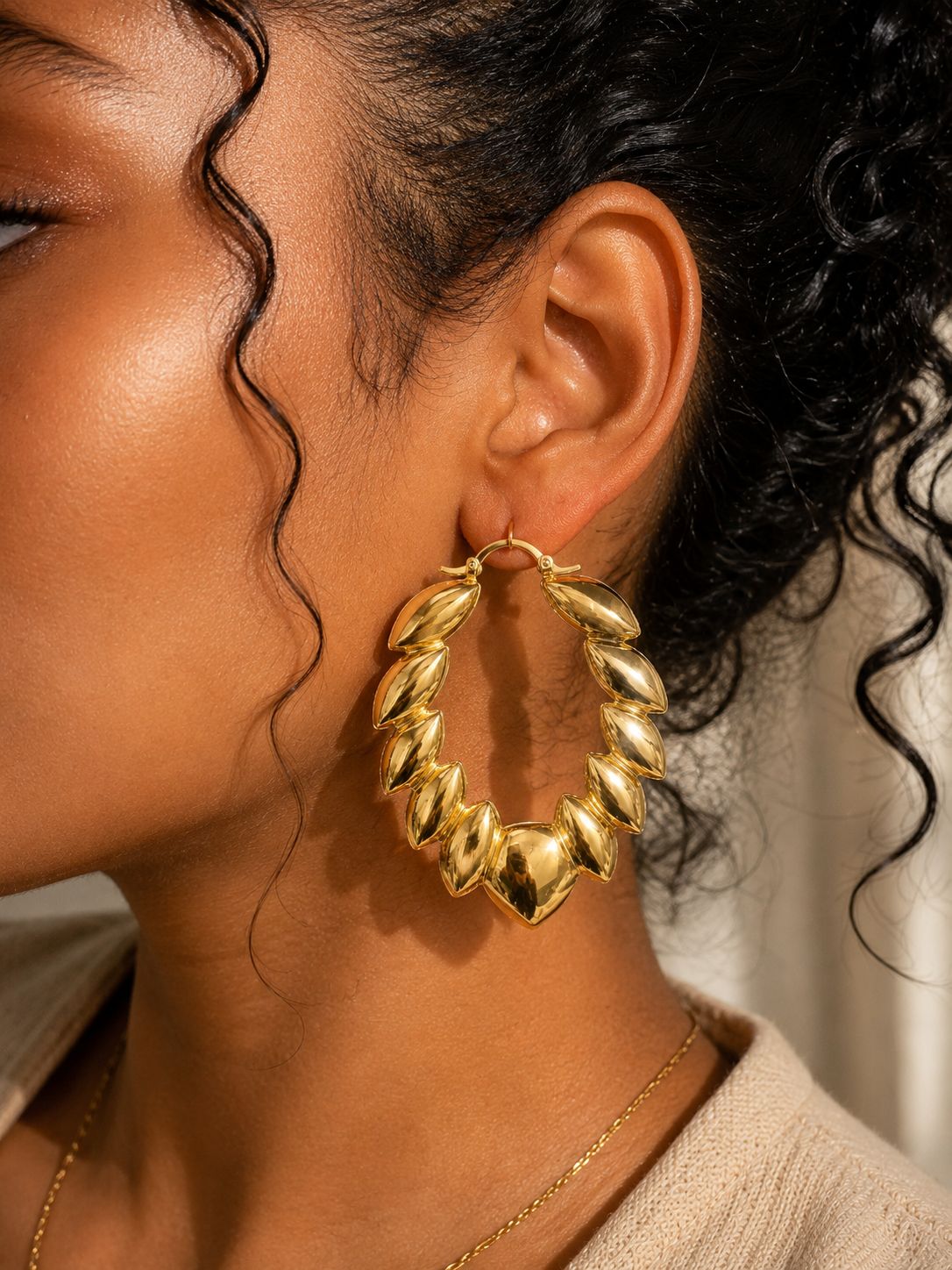 Petal Hoops | 18k Gold Plated Puffy Segment Earrings