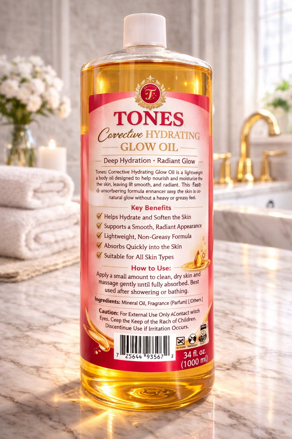 Tones Body Hydrating Oil Jumbo Size 1000ml