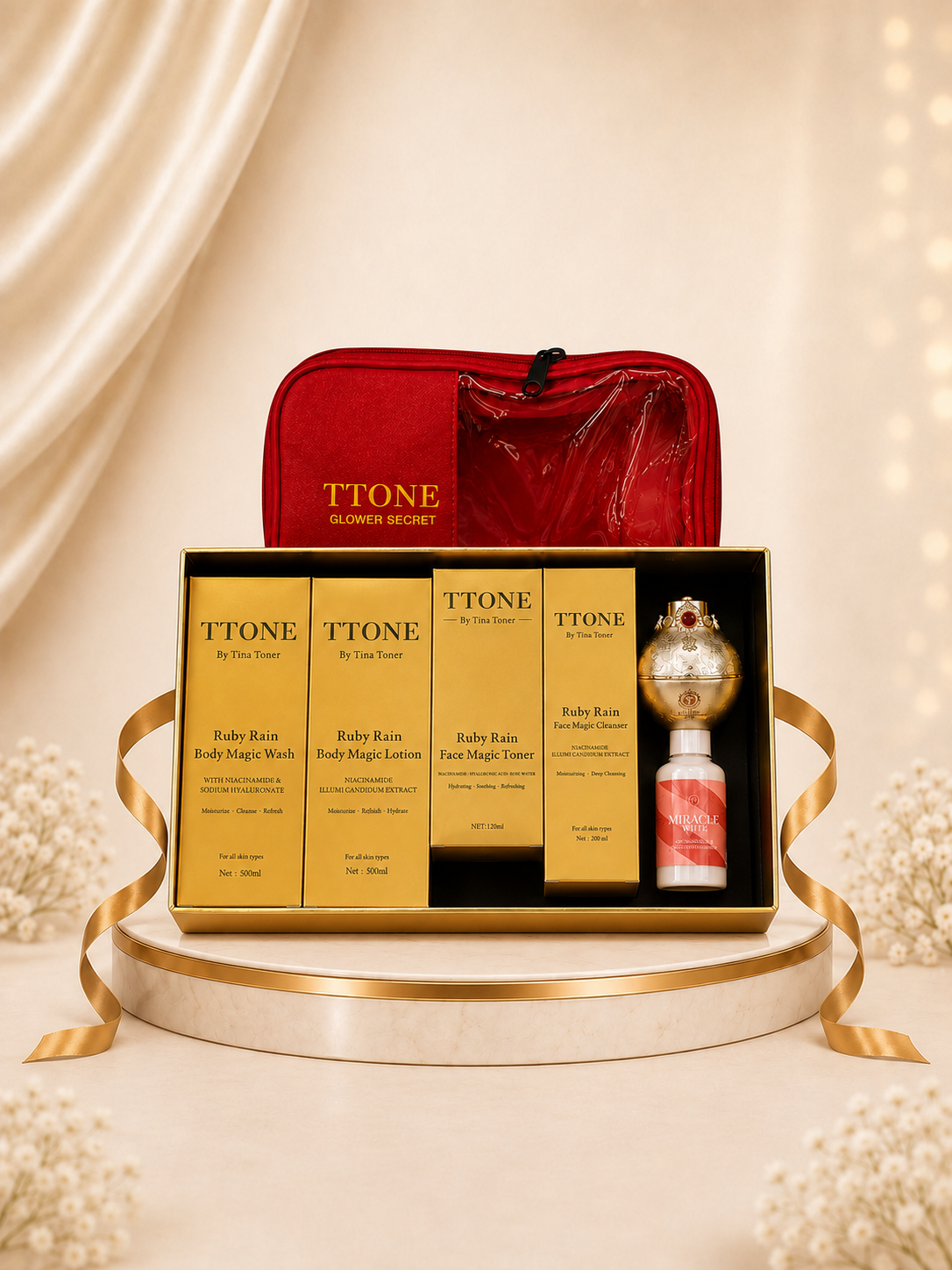 TTONE Ruby Rain Customize Set | Complete Routine Bundle with Free Pouch Bag