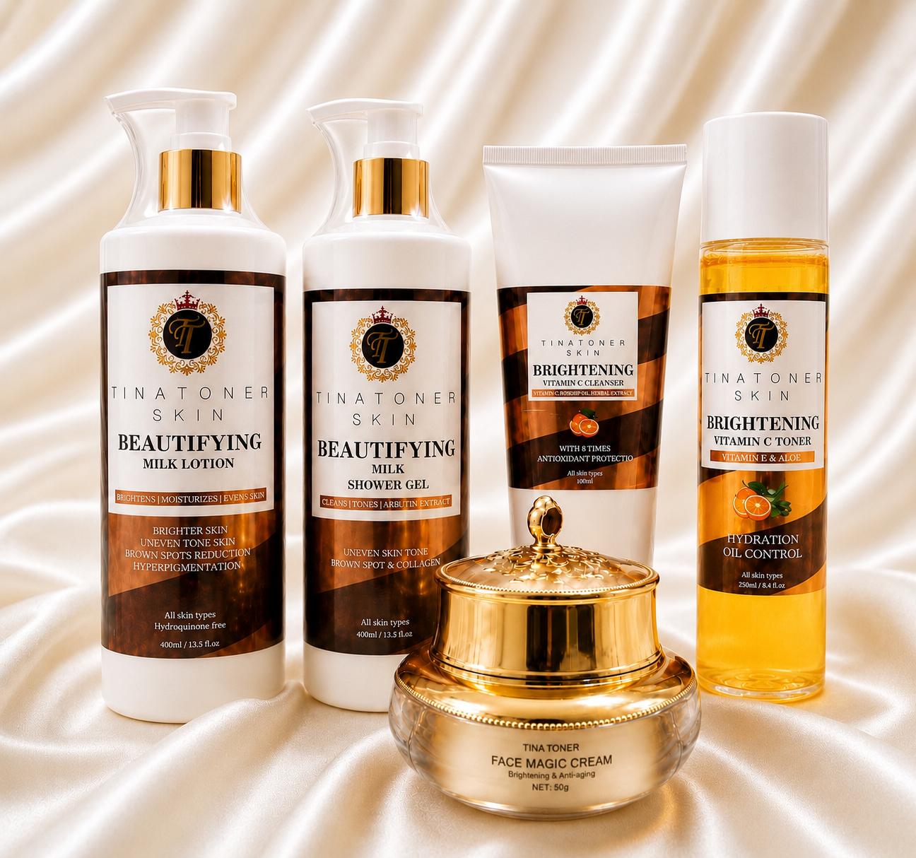 Complete Vitamin C Brightening Set – Shower Gel, Cleanser, Toner, Booster & Face Cream