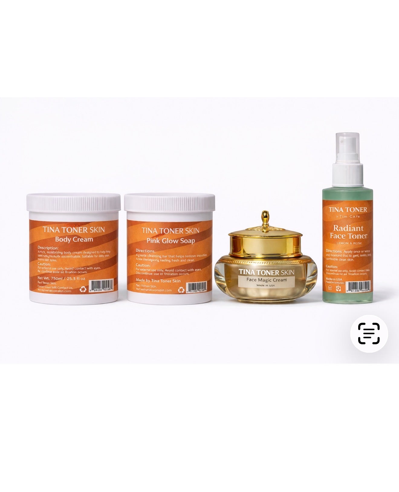 Tina Toner COUSTOMIZE 4-in-1 Skin Brightening Bundle – Face , Soap, Body Cream & Face Toner