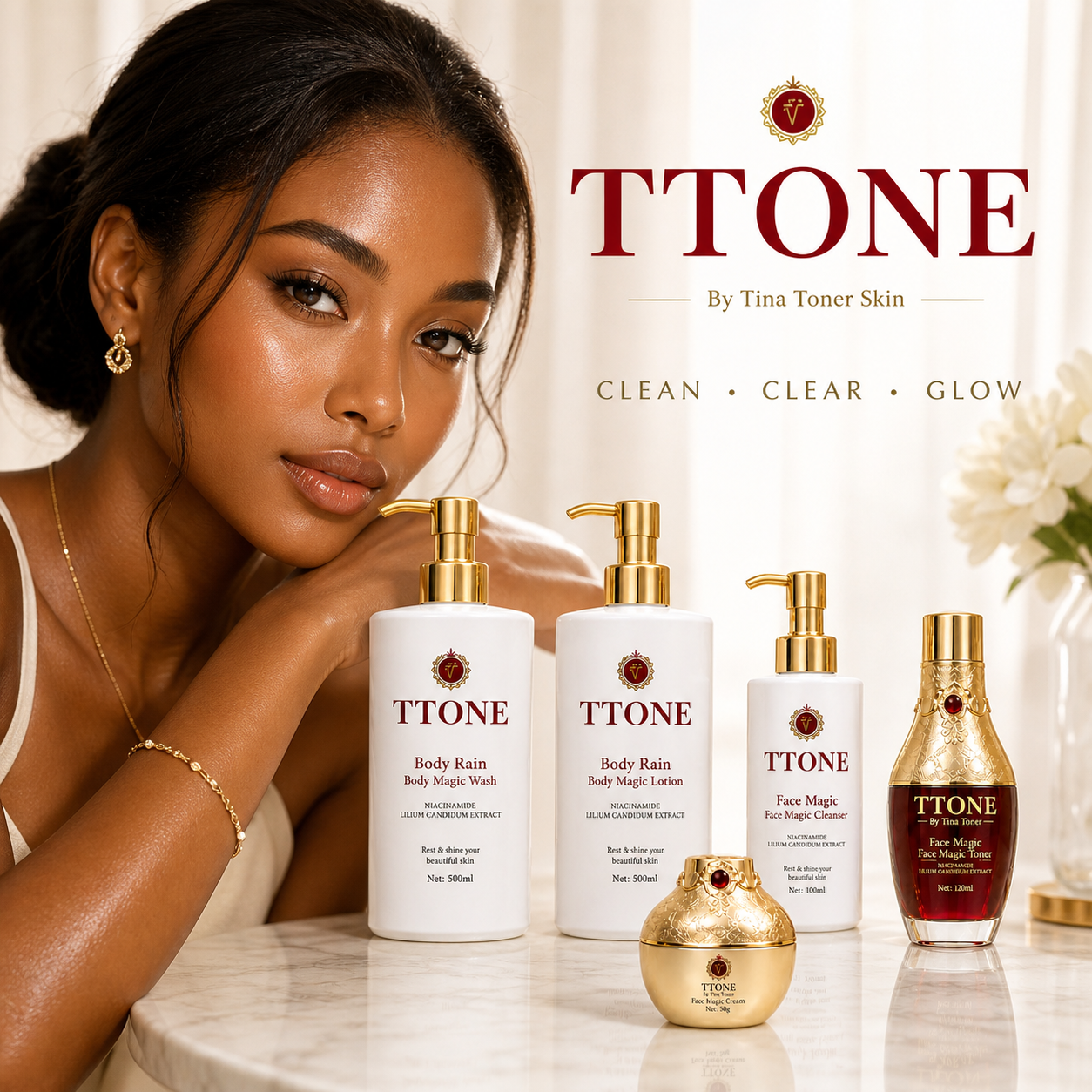 TTONE Ruby Rain Body magic Luxury  Brightening set (CEO GLOW SET )