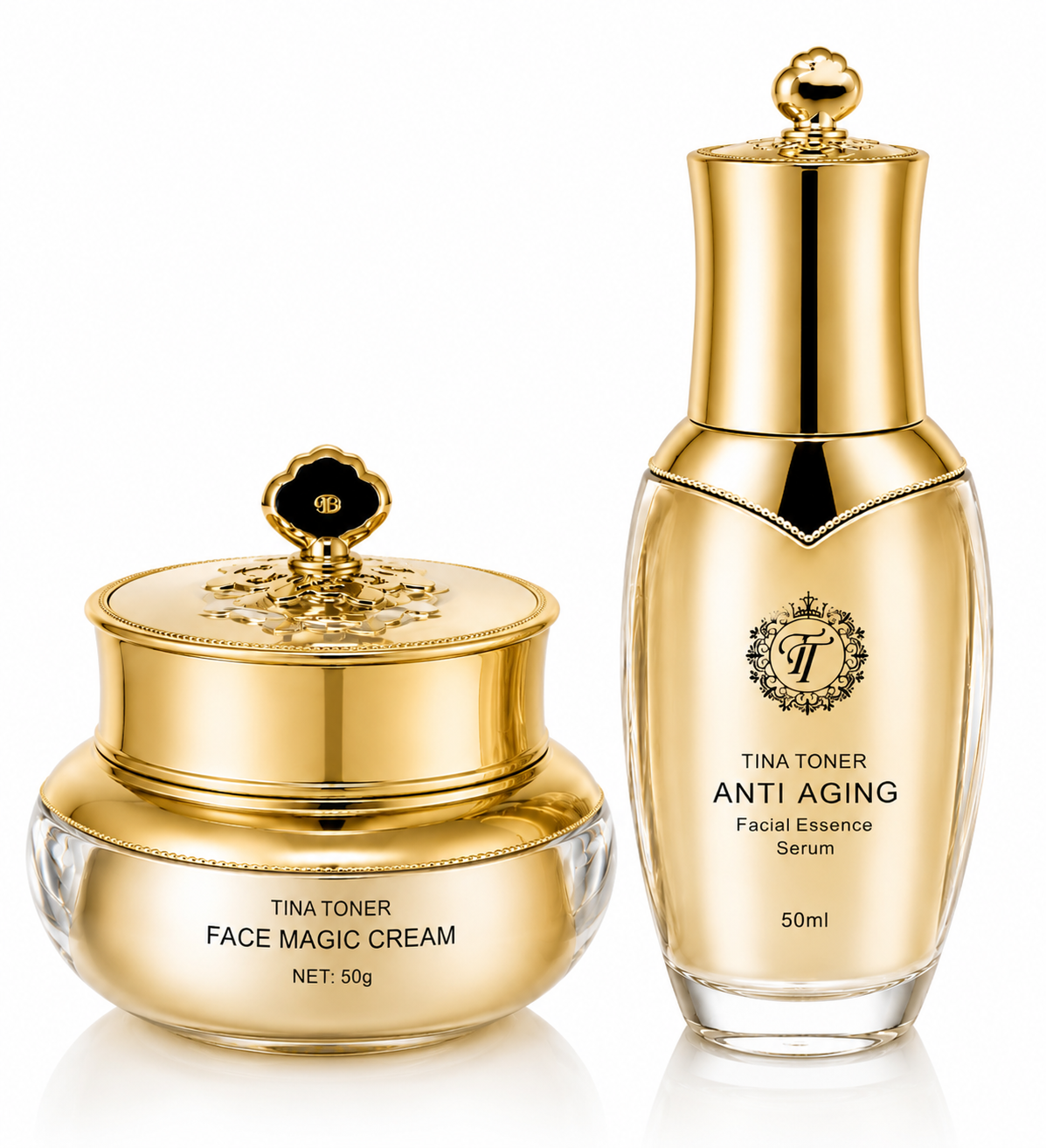 Tina Toner Gold Luxury Anti-Aging Duo – Face Magic Cream & Facial Essence Serum