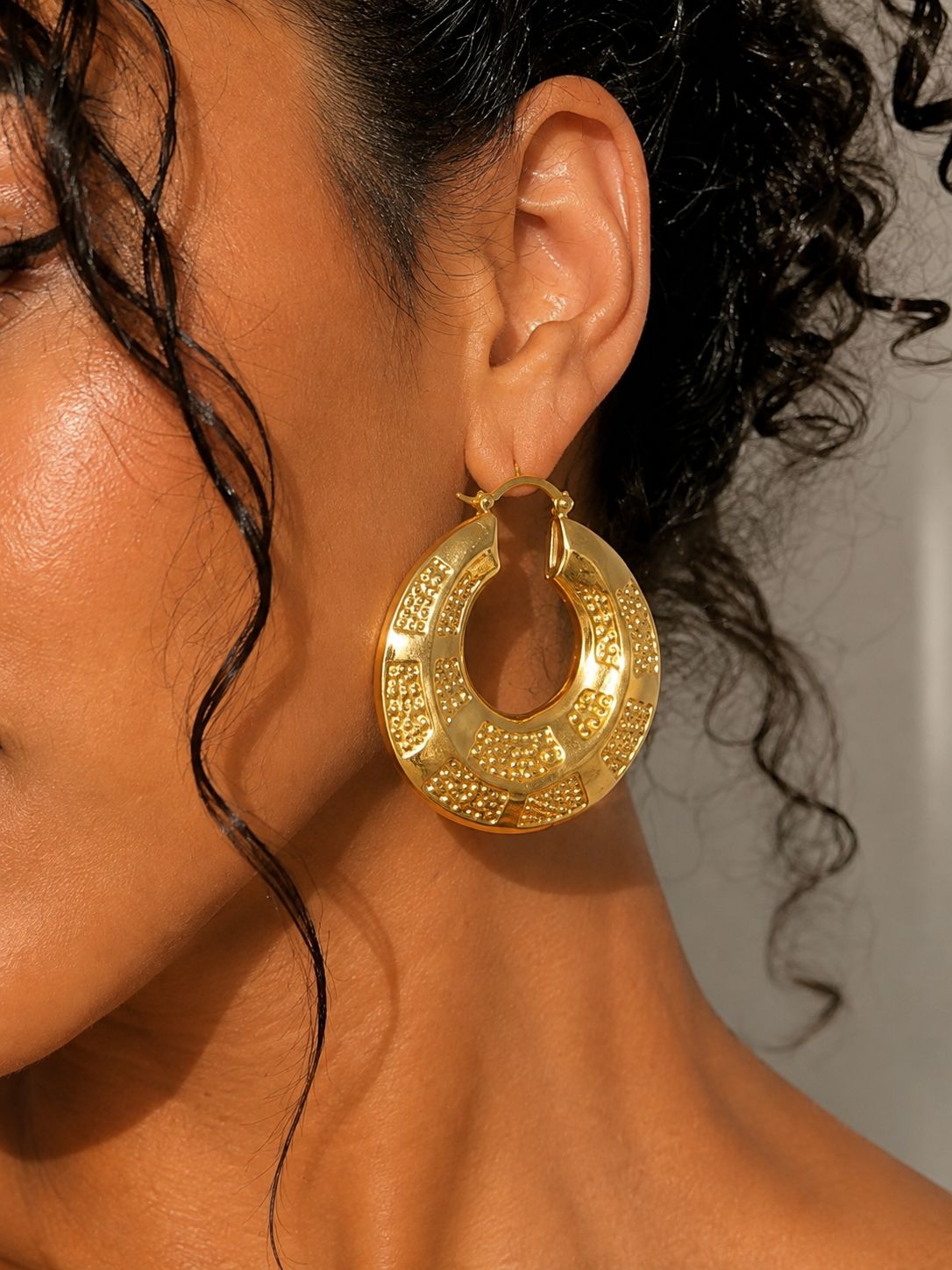 Bali Hoops | 18k Gold Plated Chunky Textured Earrings