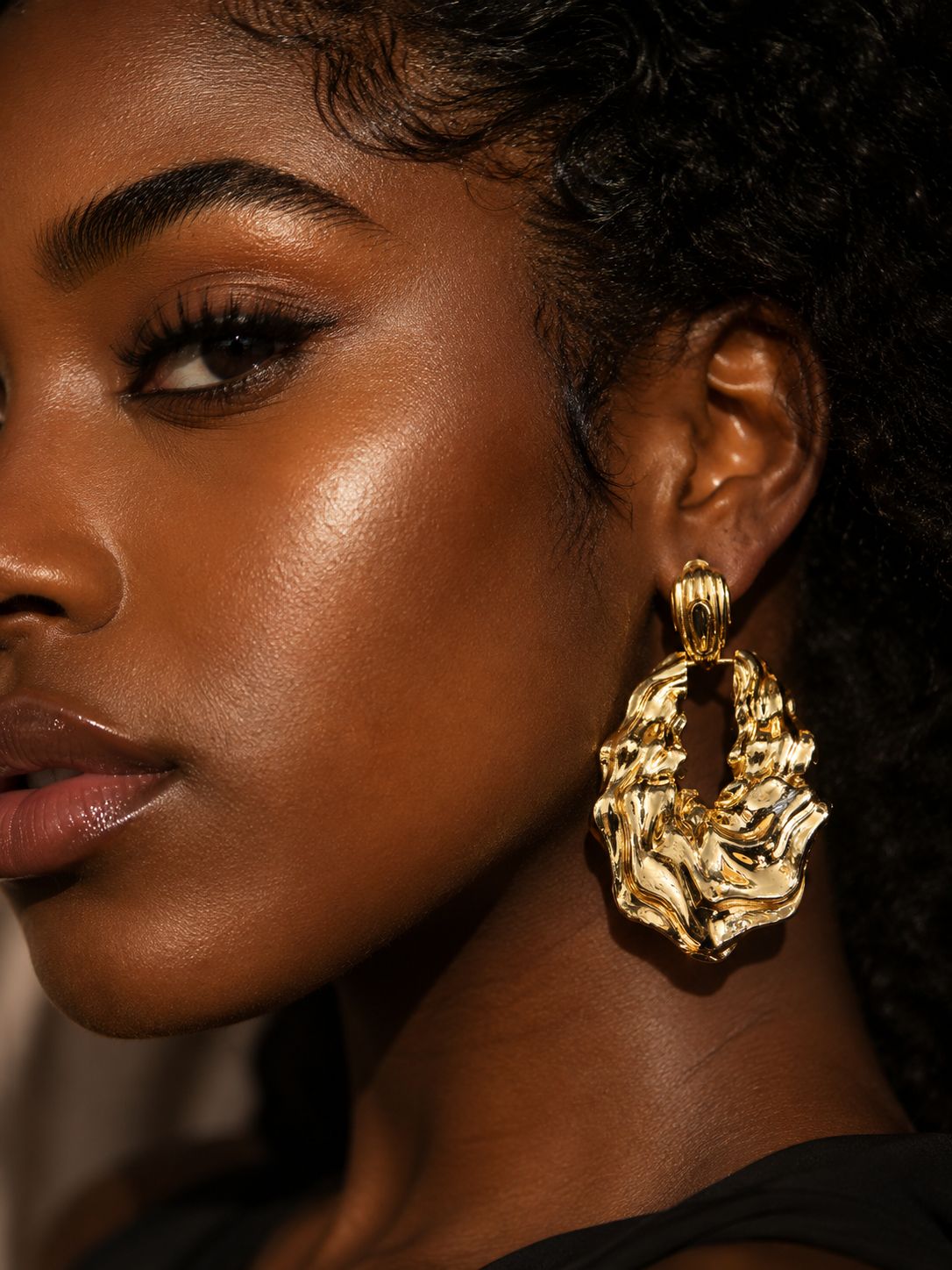 Crinkle Drops | 18k Gold Plated Molten Door Knocker Earrings