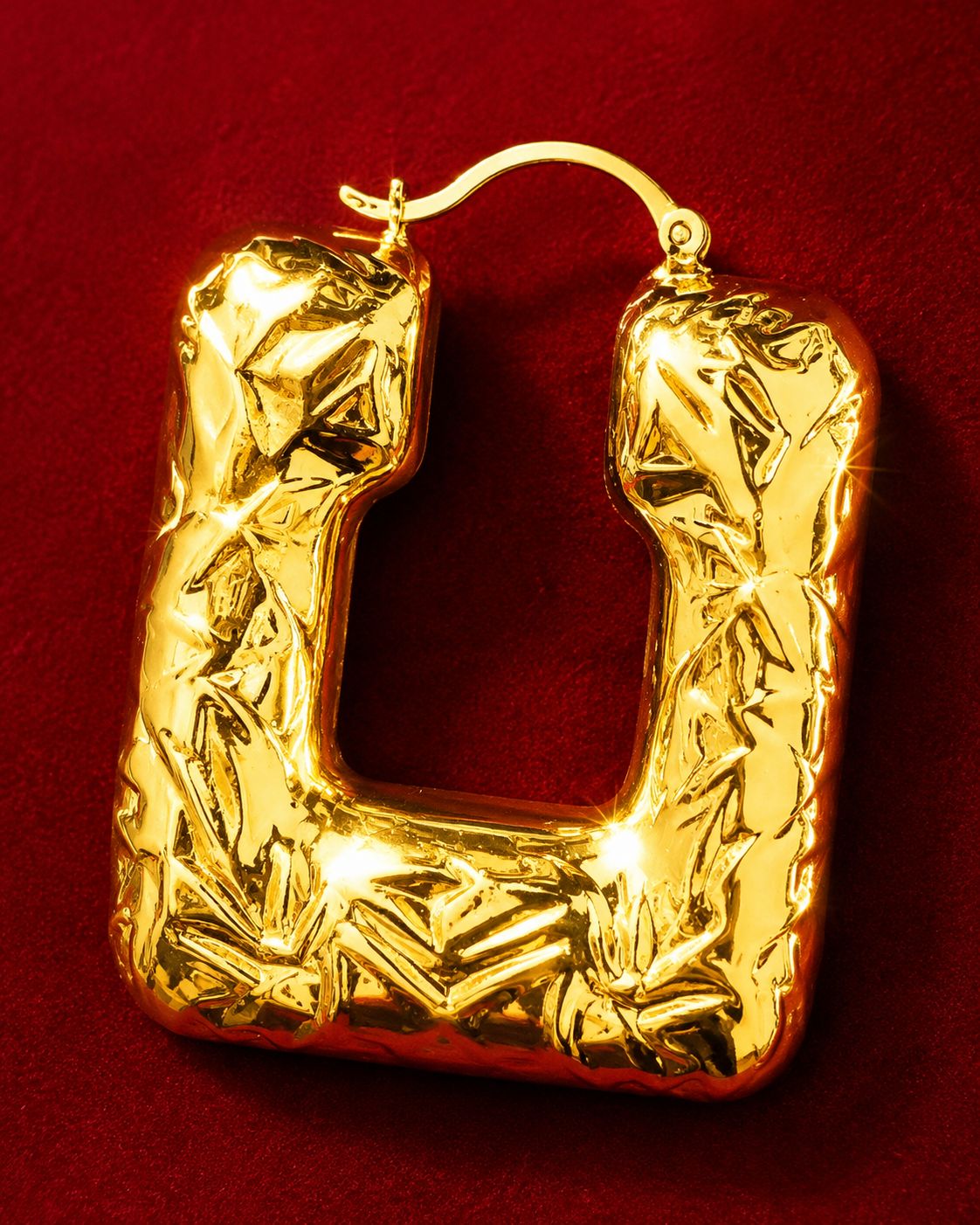 Foil Square Hoops | 18k Gold Plated Chunky Rectangle Earrings