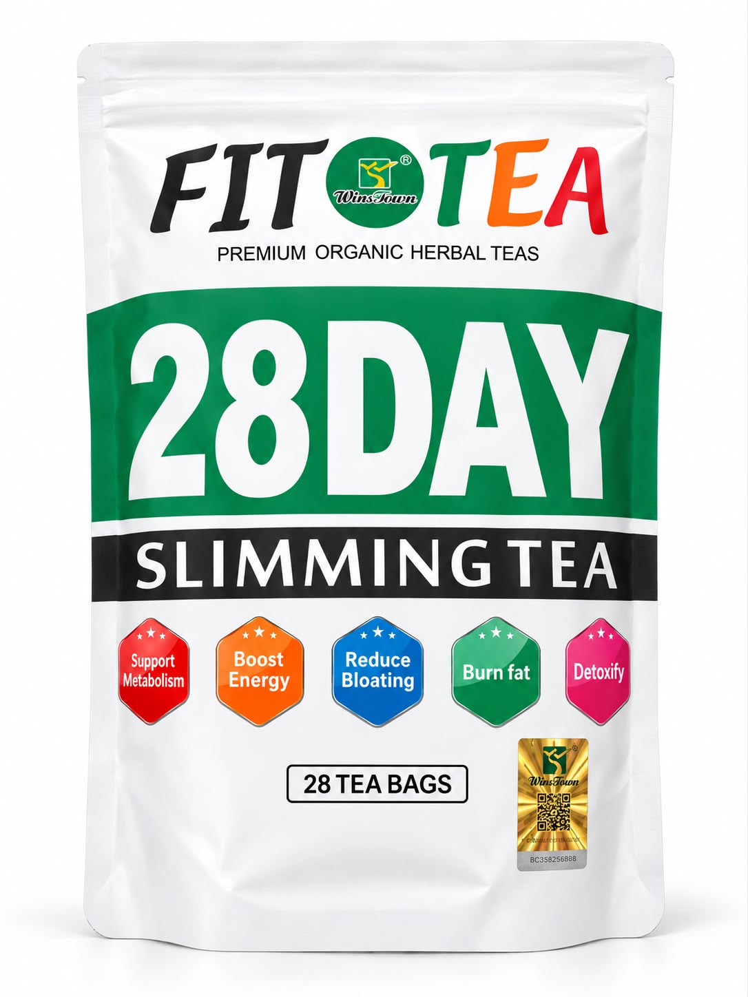 FIT TEA 28 Day Organic Herbal Tea, 28 Tea Bags