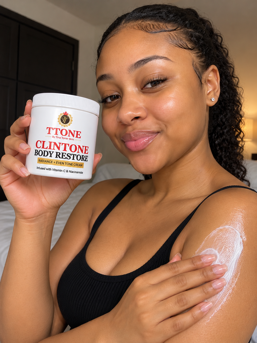TTONE Clintone Body Restore Radiance + Even Tone Cream Jar, Infused with Vitamin C & Niacinamide