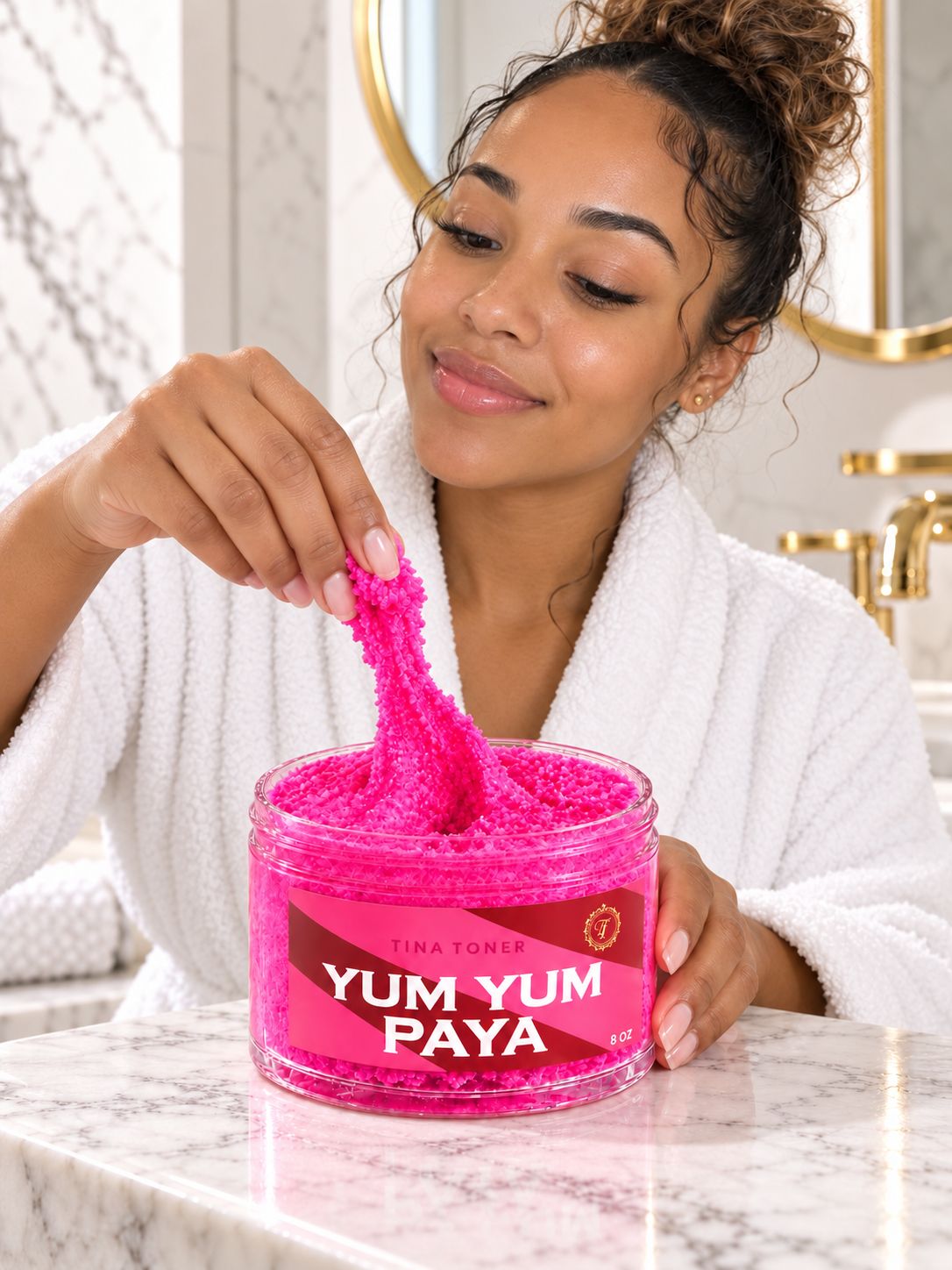 TTONE Yum Yum Papaya Pink Berry Body Scrub 250g, Gentle Exfoliating and Smoothing Sugar Scrub for Soft Skin