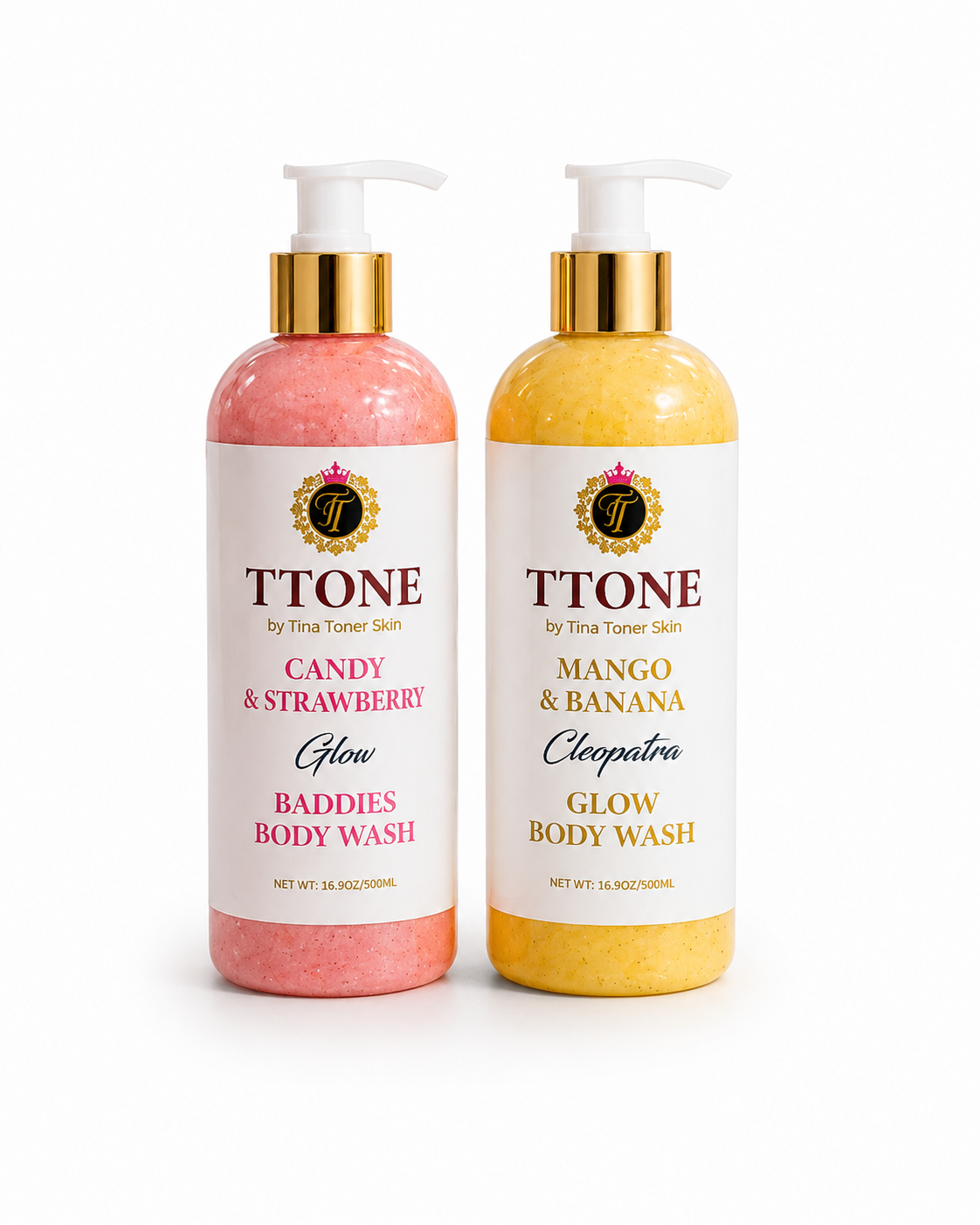 TTONE Candy & Strawberry + Mango & Banana Glow Body Wash Set of 2 500g