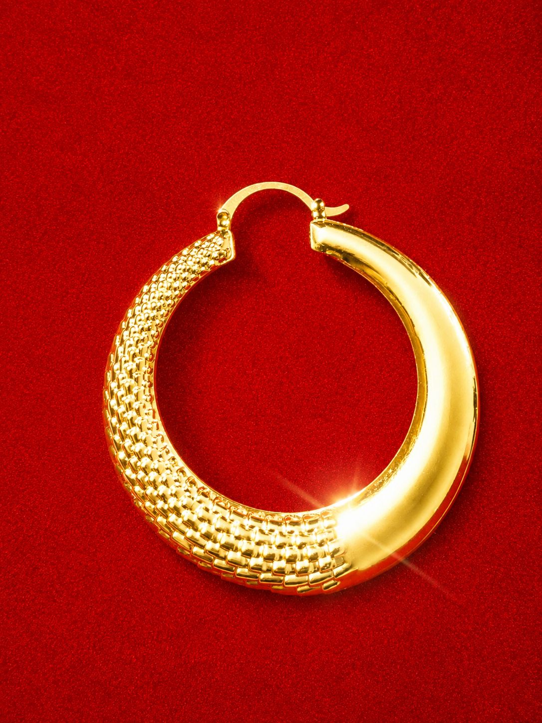 Half Weave Hoops | 18k Gold Plated Two Texture Round Earrings