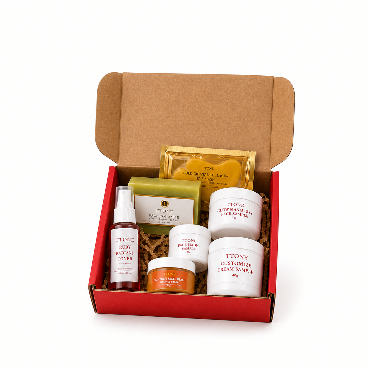 TTONE Sample Set – 6-Piece Skincare Trial Kit with Free Pouch Bag