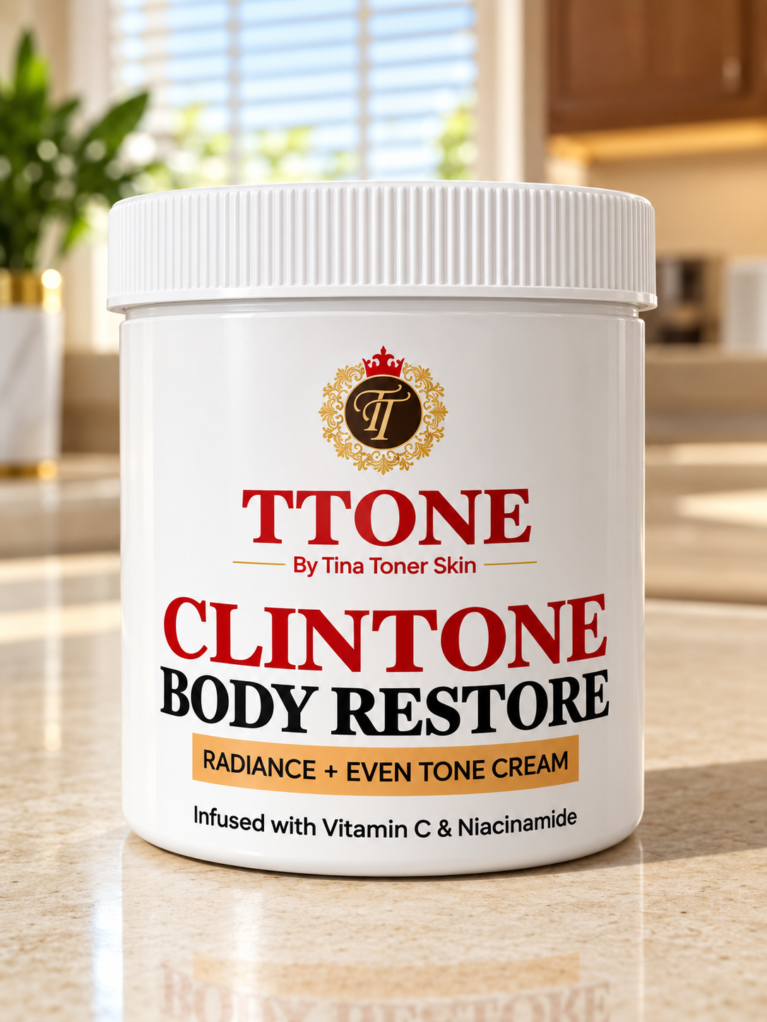 TTONE Clintone Body Restore Radiance + Even Tone Cream Jar, Infused with Vitamin C & Niacinamide