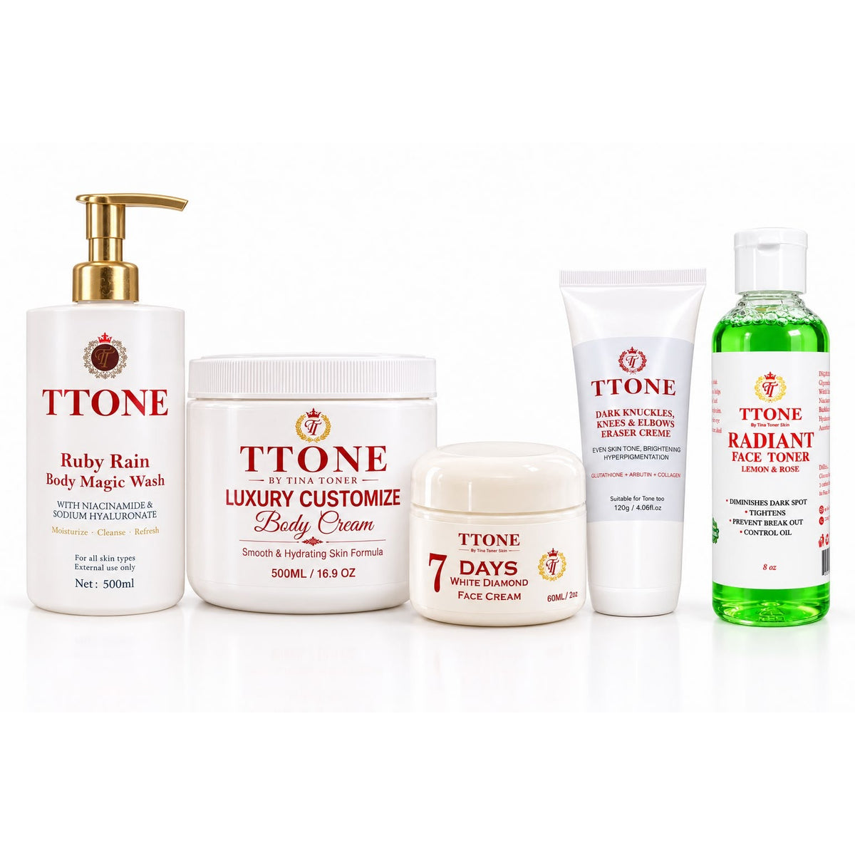 TTONE Luxe Glow Ritual Collection 5 Piece Face and Body Set