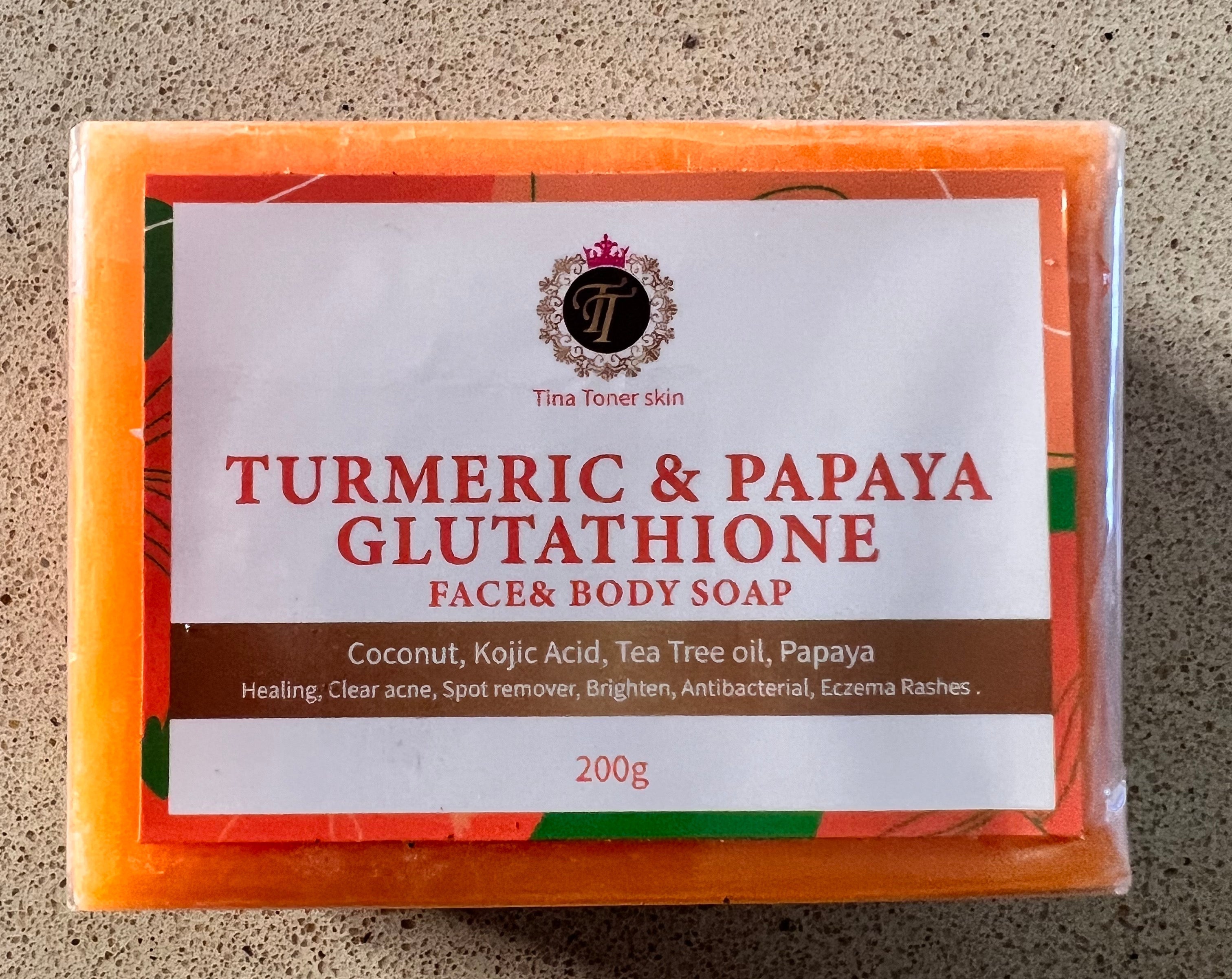 PAPAYA TURMERIC, GLUTATHION SOAP 200 gr – TINA TONER SKIN USA